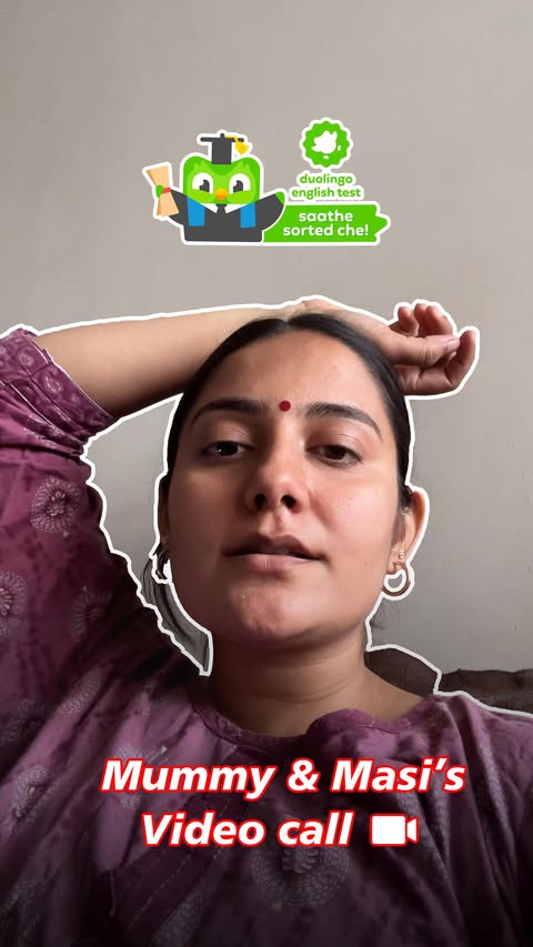 Instagram post by @_nidhi_gajjar for Duolingo. Caption reads: mummy & masi ni lap to koi divas khatam nahi....