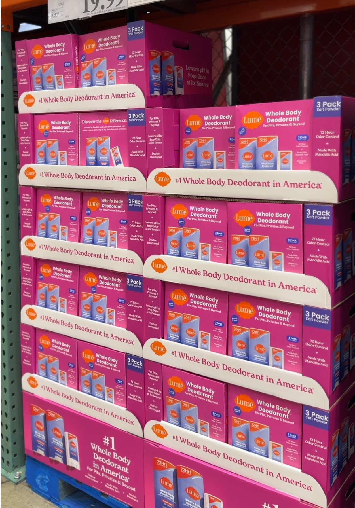 TikTok post by @positively_paige for Lume Deodorant. Caption reads: [...] #LumePartner #Costco #LumeInCostco @Lume....