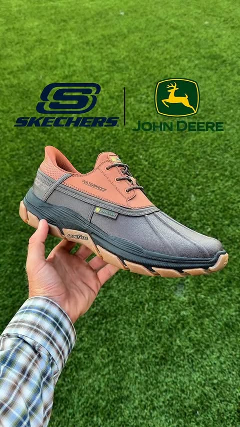 Instagram post by @grantsgrassfed for John Deere. Caption reads: [...] I’ve been putting these @Skechers x....