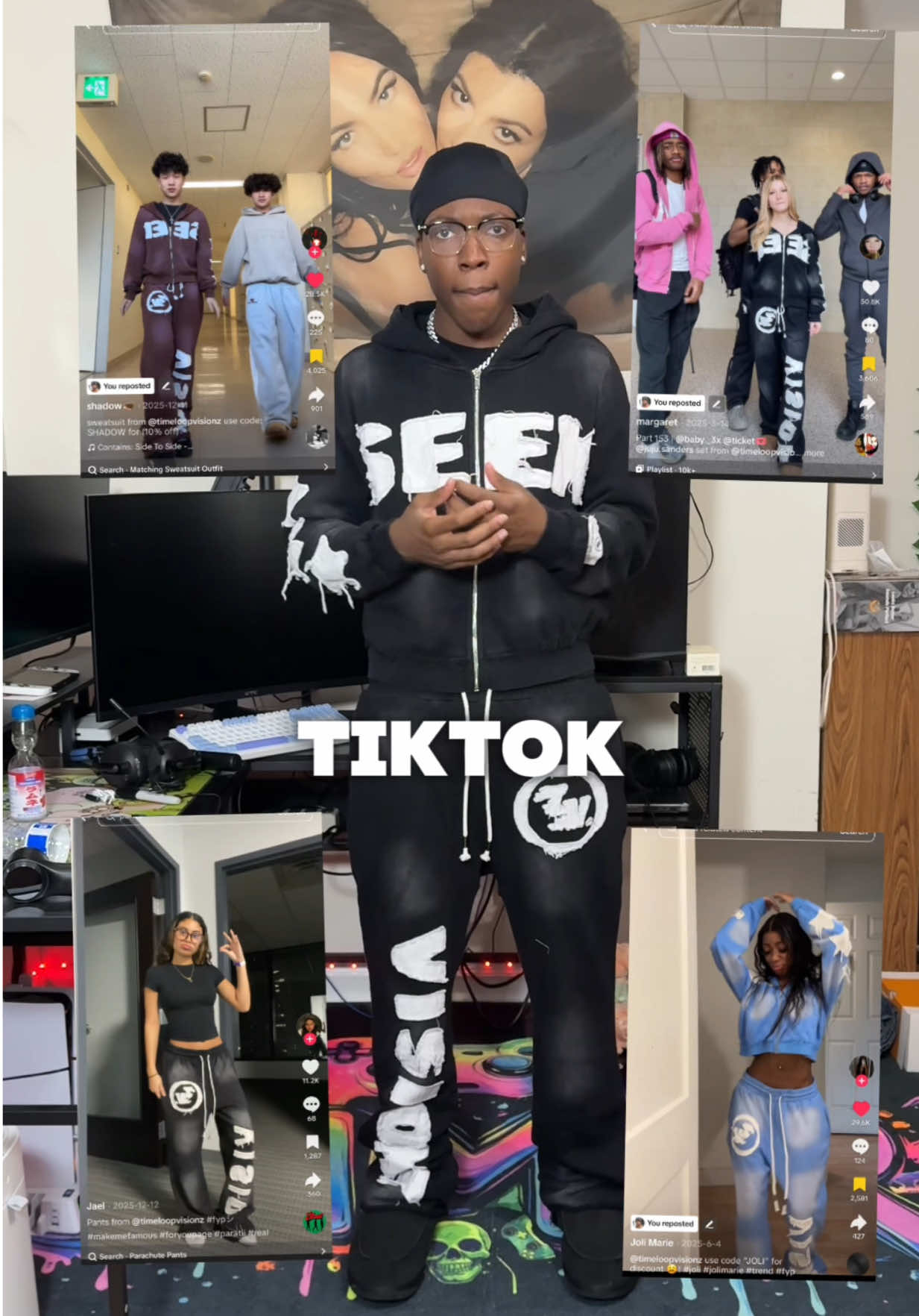 TikTok post by @brackxtt for Timeloop Visionz. Caption reads: [...] Visionz Set Now On The TikTok Shop....