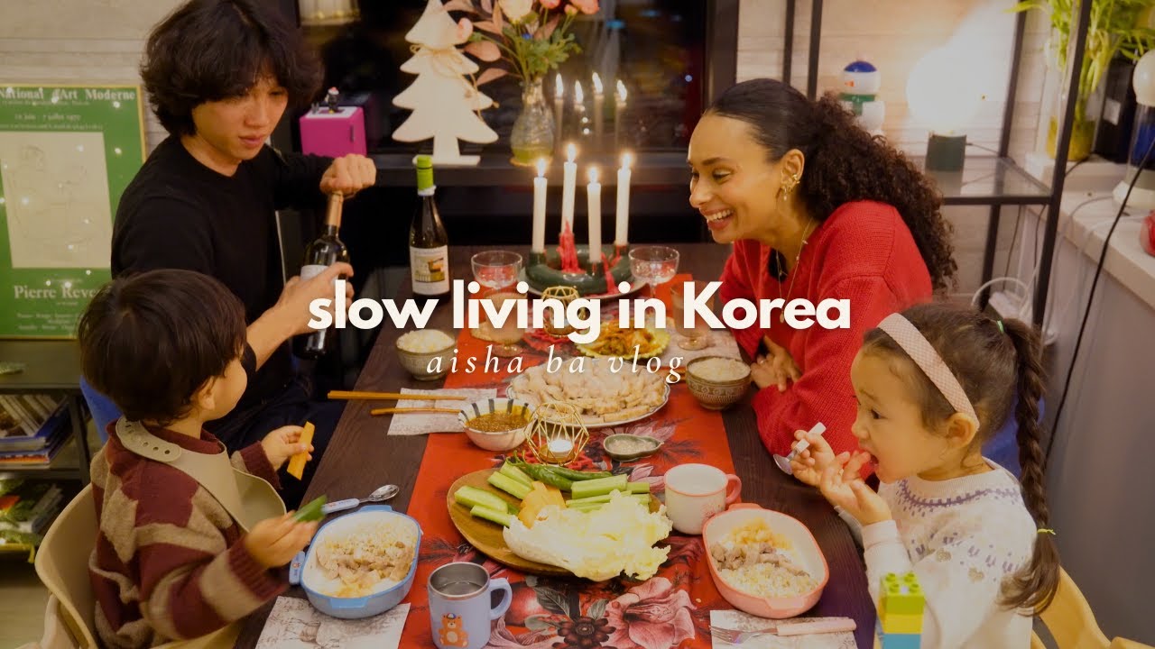 YouTube post by @AishaBa for Wishtrend. Caption reads: Slow Living in Korea | Cozy Winter Cooking,....