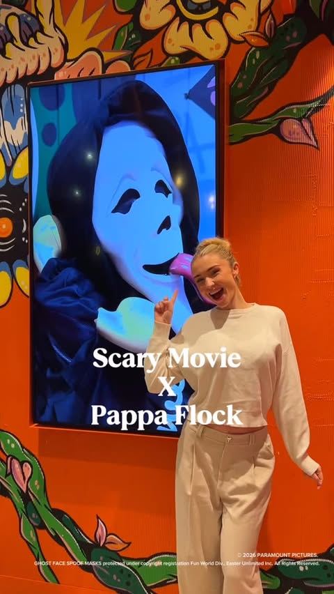 Instagram post by @rachevren for Paramount Pictures. Caption reads: Trying the new Munchies Menu at @pappaflock 👻 For....