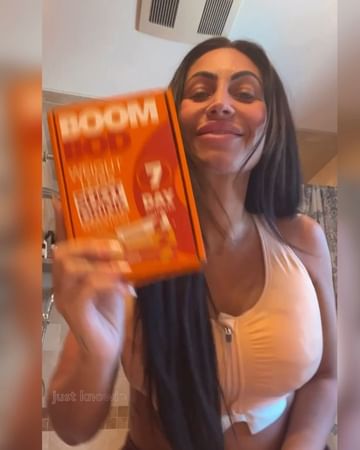 Instagram post by @tracydimarco_ for Boombod. Caption reads: #ad 🧡 up & moving from my surgery 4 days ago &....
