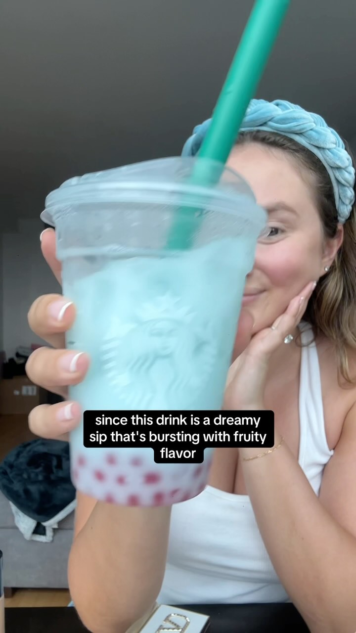 Instagram post by @maddierichter16 for Starbucks. Caption reads: #ad let’s create a makeup look inspired by my new....