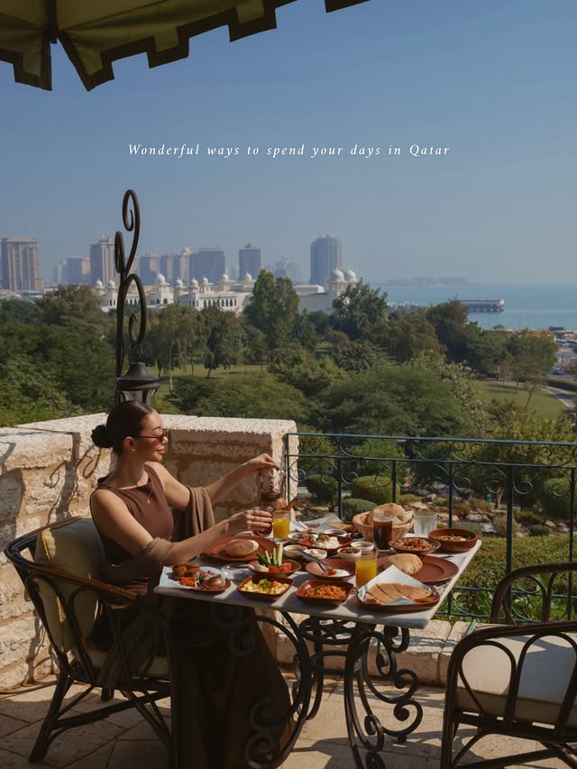 Instagram post by @taramilktea for Visit Qatar. Caption reads: Wonderful ways to spend your days in Qatar. 

•....