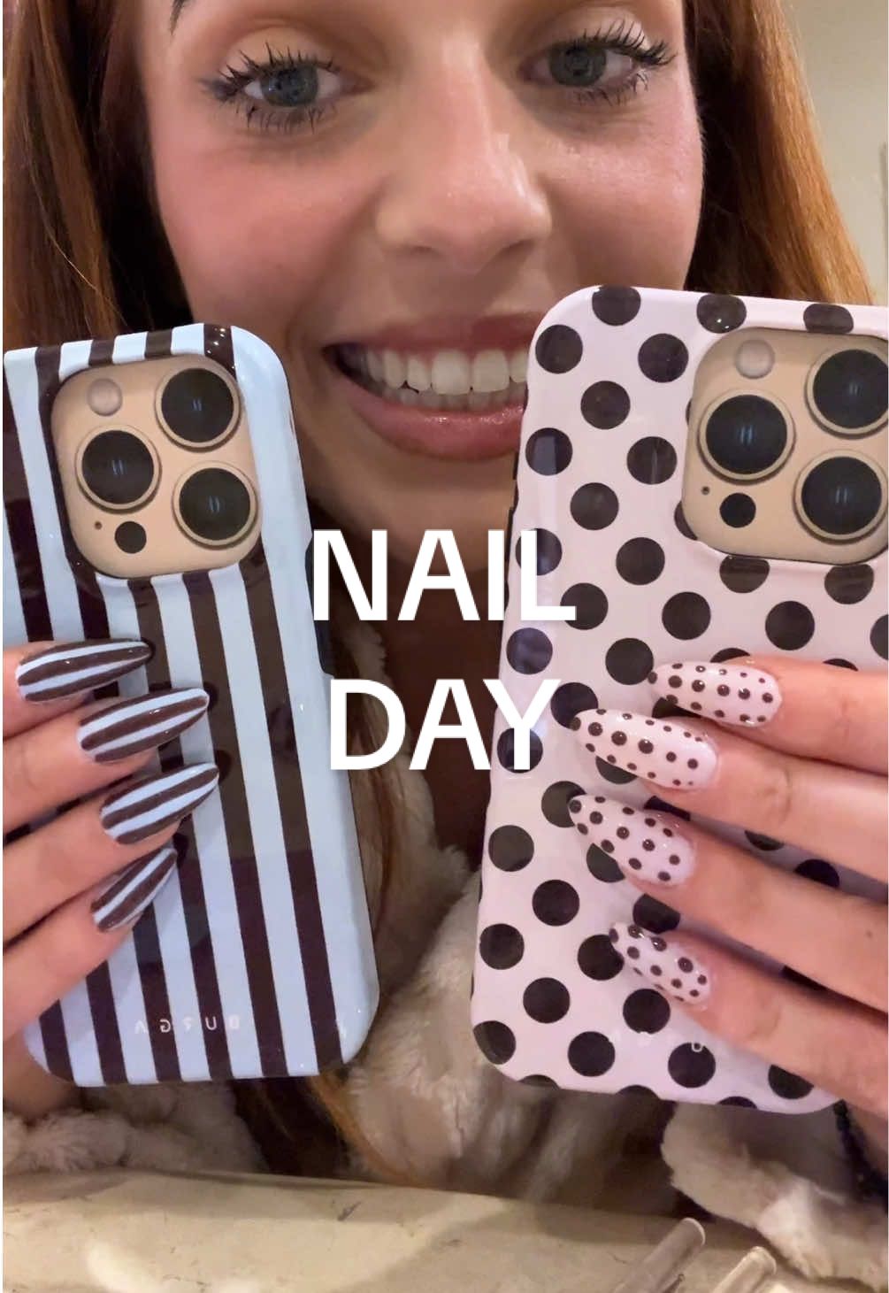 TikTok post by @adellepetros for BURGA. Caption reads: Phone case & nail art duo I didn’t know I needed ✨....