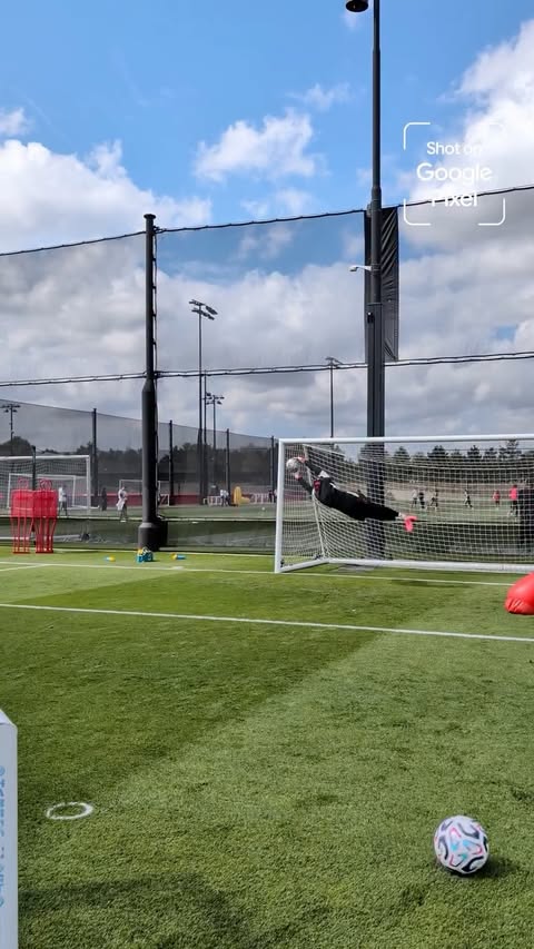 Instagram post by @gmamardashvili25 for Team Pixel. Caption reads: In training with the keepers 😮‍💨🧤.