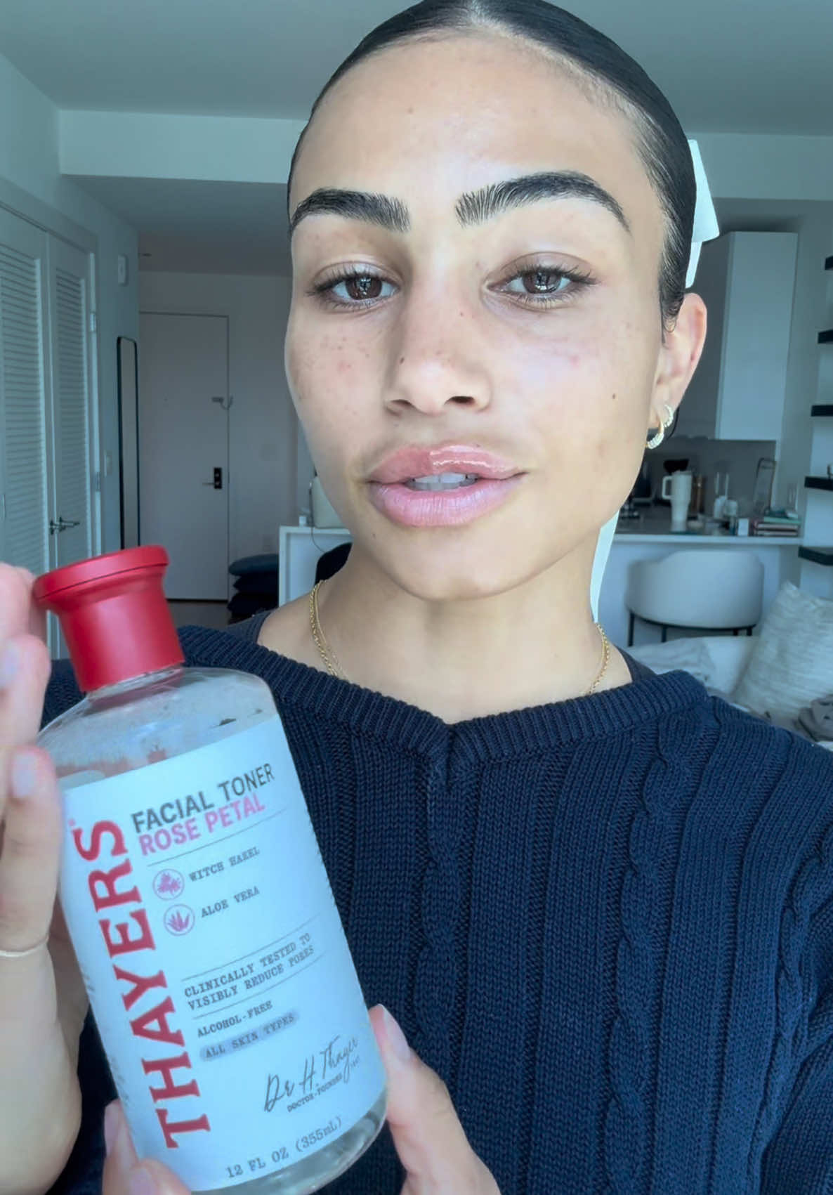 TikTok post by @jaimesskin for Thayers. Caption reads: Definitely a new go to in my routine - @Thayers....