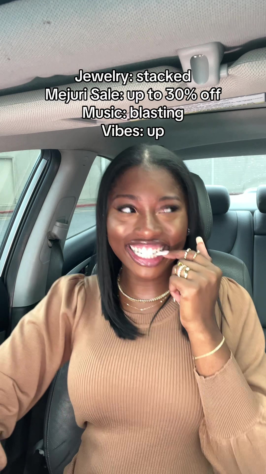 TikTok post by @bytanilior for Mejuri. Caption reads: [...] the strings hit and so do the discounts.....