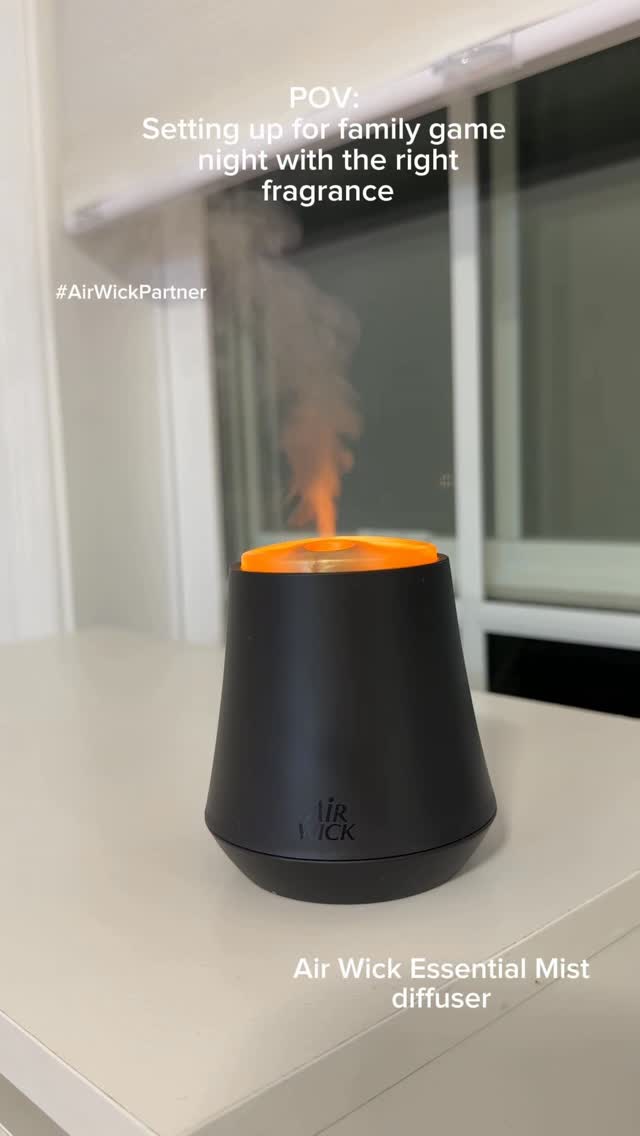 Instagram post by @the_hayeks for Air Wick US. Caption reads: [...] my Air Wick Essential Mist diffuser....