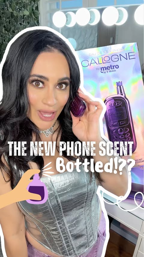 Instagram post by @vivianfabiolav for Metro by T-Mobile. Caption reads: [...] The new phone scent, bottled.....
