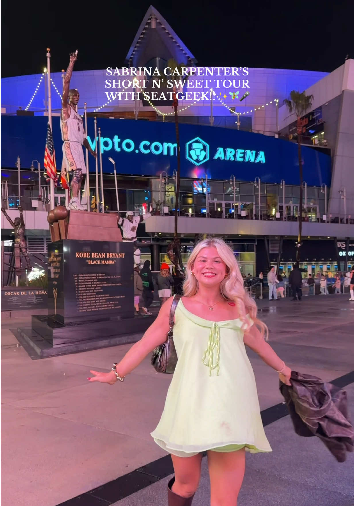 TikTok post by @miahowerton for SeatGeek. Caption reads: best night ever!! use code MIA10 for 10% off tix....