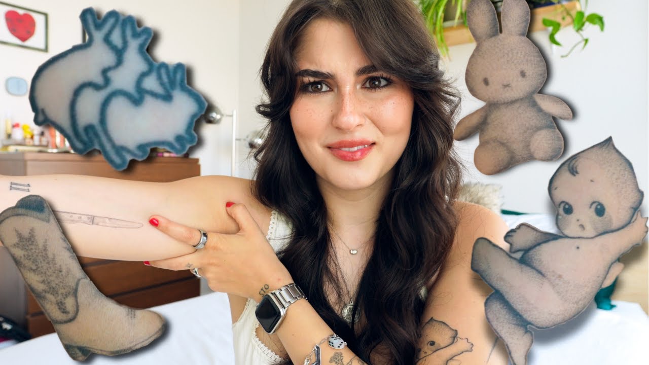 YouTube post by @NicoleRafiee for MeUndies. Caption reads: getting all my tattoos lasered off. (tattoo tour).