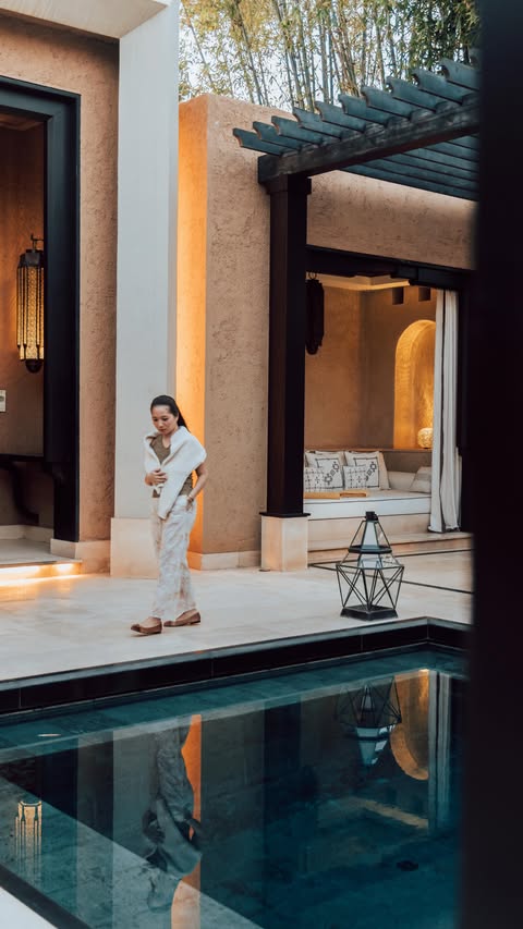 Instagram post by an influencer for Mandarin Oriental. Caption reads: [...] centre of Marrakech, the Mandarin Oriental,....