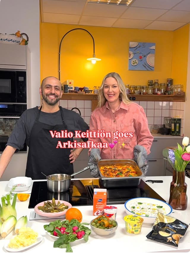 Instagram post by @imanjaleenasafkaa for Valio. Caption reads: Mainos @valiofi Keittiön ✨ ARVONTA & Valio [...].
