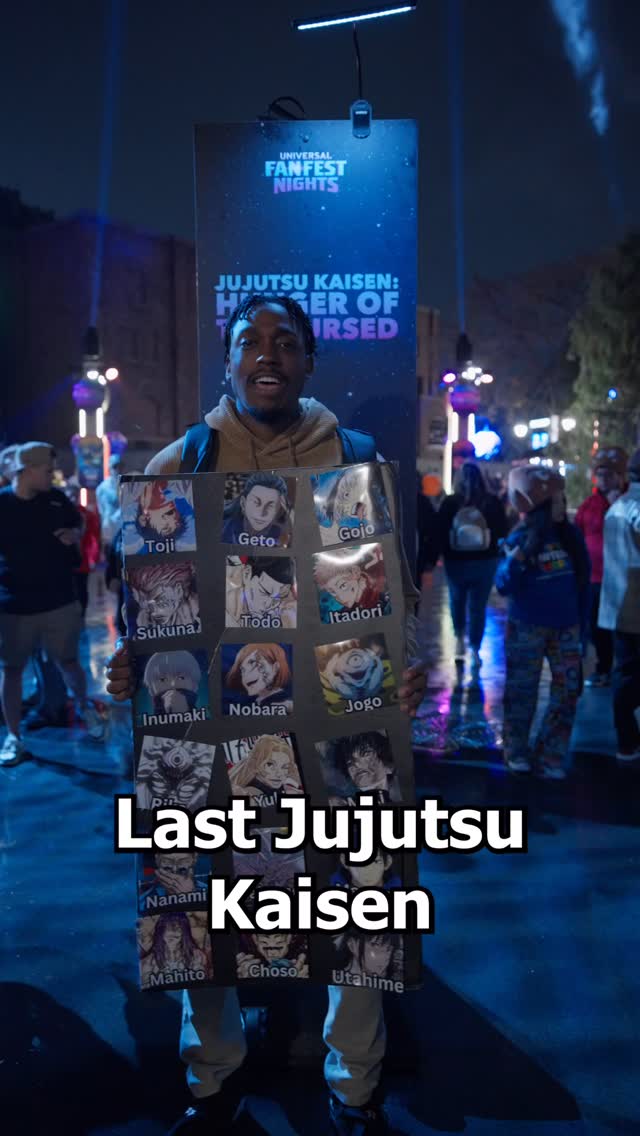 Instagram post by @shonenshowdown for Universal Studios Hollywood. Caption reads: Last Jujutsu Kaisen Character On The Board Wins!....