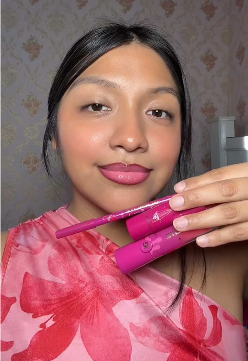 TikTok post by @crystalgz0 for Glamlite Cosmetics. Caption reads: 🍇 @Glamlite — #raspberrysorbet....
