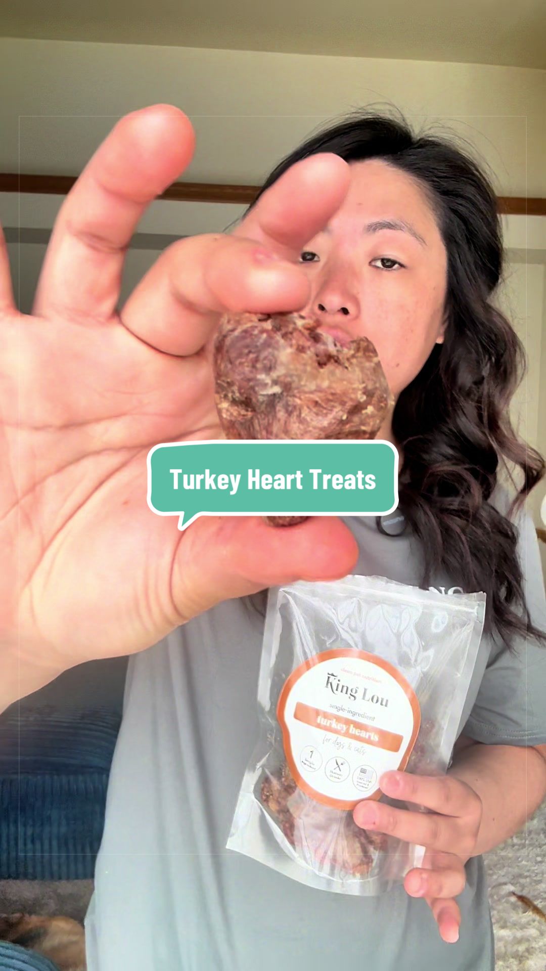TikTok post by @karissa.survives.it.all for King Lou. Caption reads: [...] #pettreats #dogtreat #petessentials @King....