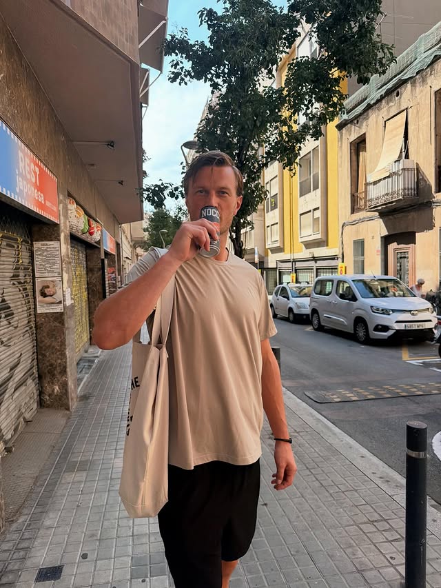Instagram post by @carlsbogard for NOCCO. Caption reads: Morning session at Barry’s with Nocco ✔️🥵💦....