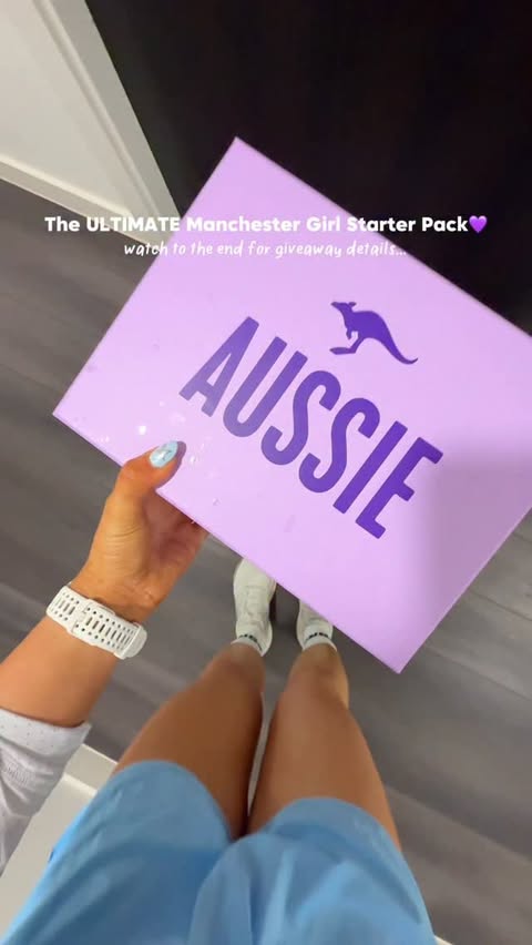 Instagram post by @lucythatcher_ for Aussie Hair. Caption reads: [...] hair story for a chance to win 💜☔️💧....