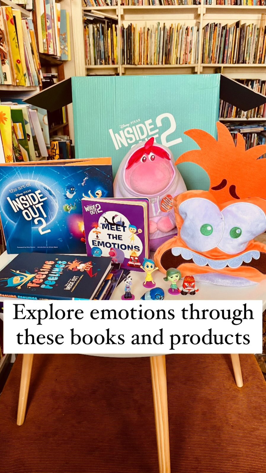 Instagram post by @maistorybooklibrary for Disney Publishing Worldwide. Caption reads: Unpack your emotions with Inside Out 2!
 
🎉....