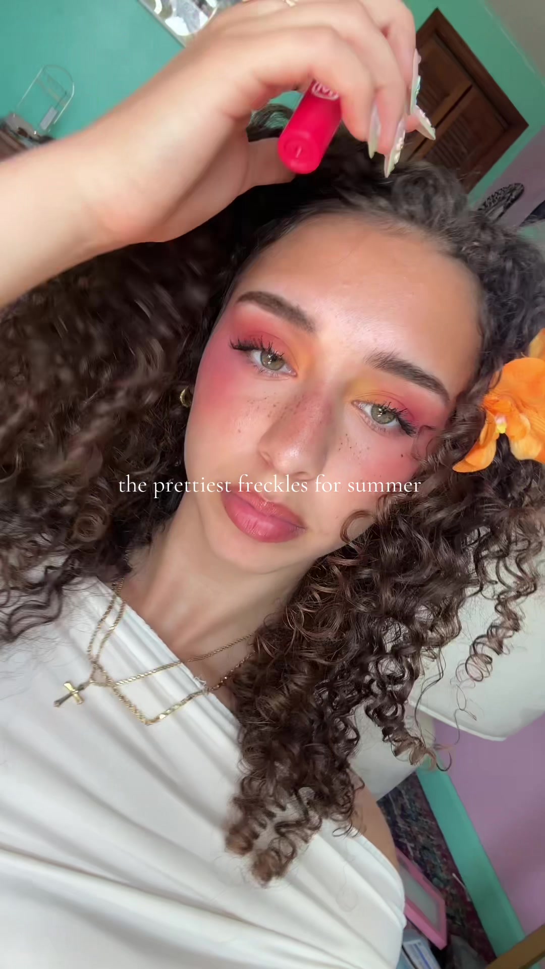 TikTok post by @.shyyaa for Marylia Scott Cosmetics. Caption reads: [...] #frecklepen #summermakeup @Marylia Scott....