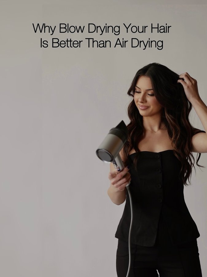 Instagram post by @hairby_lexygoncalo for MODERN SALON. Caption reads: blow drying > air drying 
here’s why from a....