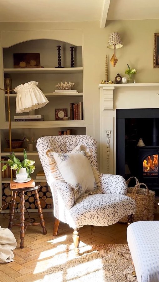 Instagram post by @wallflower_cottage for Linwood Fabric. Caption reads: Ad Adding fabrics to our new home 🥰 Upholstery....