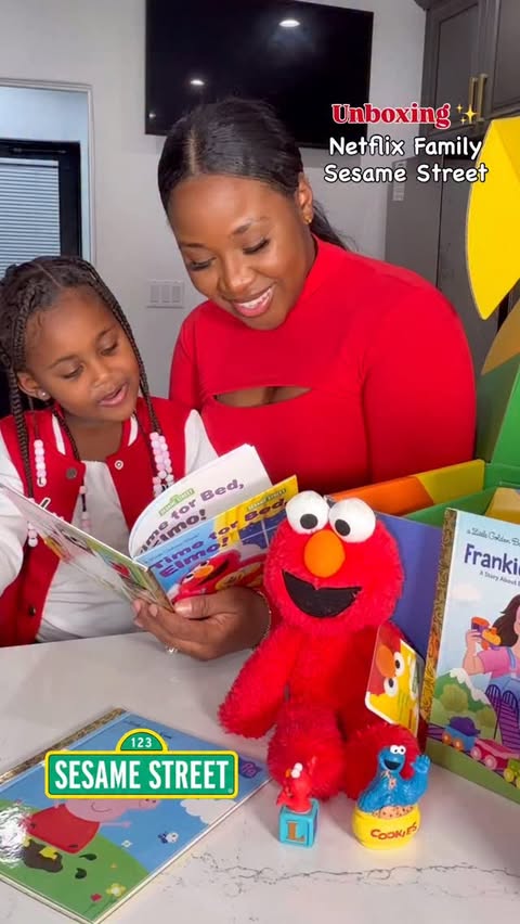 Instagram post by @theeshepherdtwins for Sesame Street. Caption reads: Magic unlocked ❤️✨Unboxing the new @sesamestreet x....