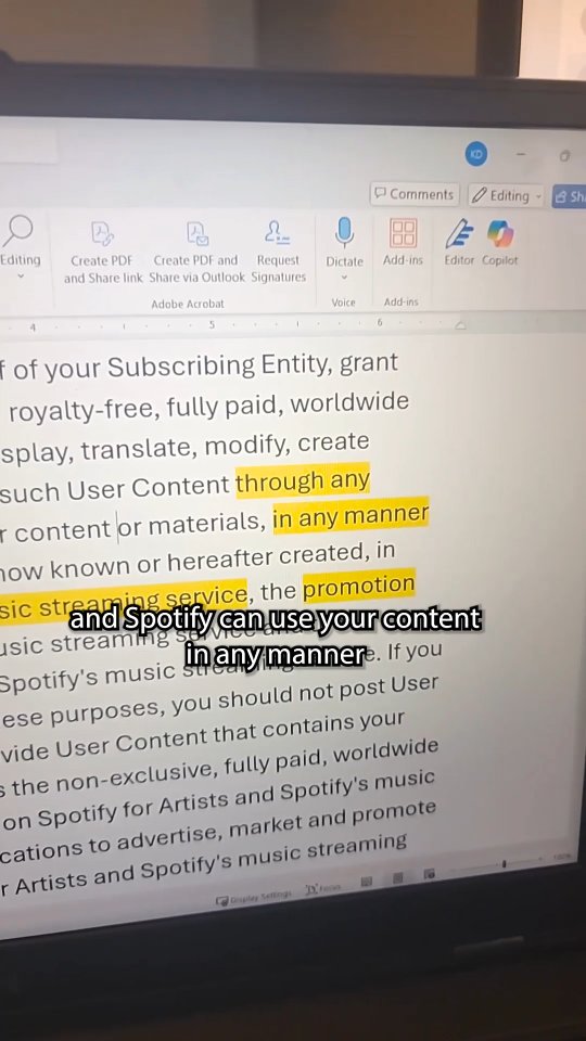 Instagram post by @topmusicattorney for Spotify for Artists. Caption reads: For all my Artists/Musicians = Are you ok with....