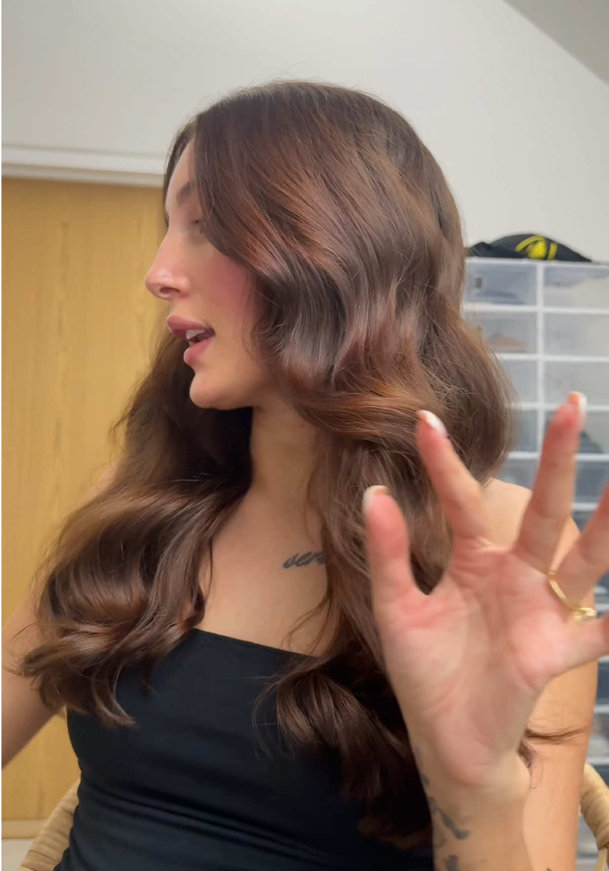 TikTok post by @harleighfairgriev for Revlon Hair Tools. Caption reads: ad Trying out every attachment on the Revlon....