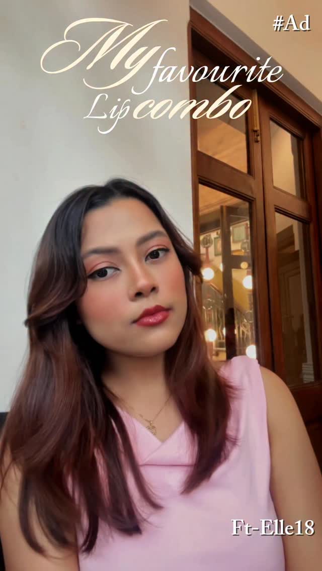 Instagram post by @morning__sunshine__ for Purplle. Caption reads: #AD My Favourite Lip Combo 💄 
@elle18_india....