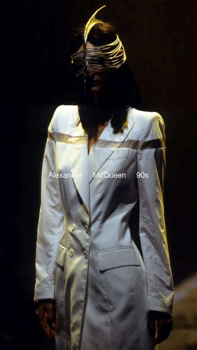 Instagram post by @tacosattire for Alexander McQueen. Caption reads: When you look back at the 90s, you see Alexander....