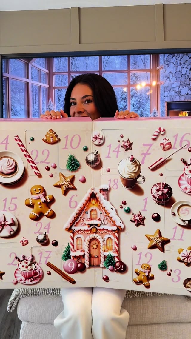 Instagram post by @paigethornex for Degusta Box. Caption reads: CUTEST CHRISTMAS ADVENT CALENDAR 💖🍪🎀🎄🤍✨ so....