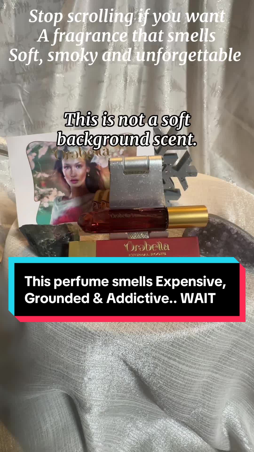 TikTok post by @mardigras68 for Orebella. Caption reads: ETERNAL ROOTS PARFUM@'Ôrəbella....