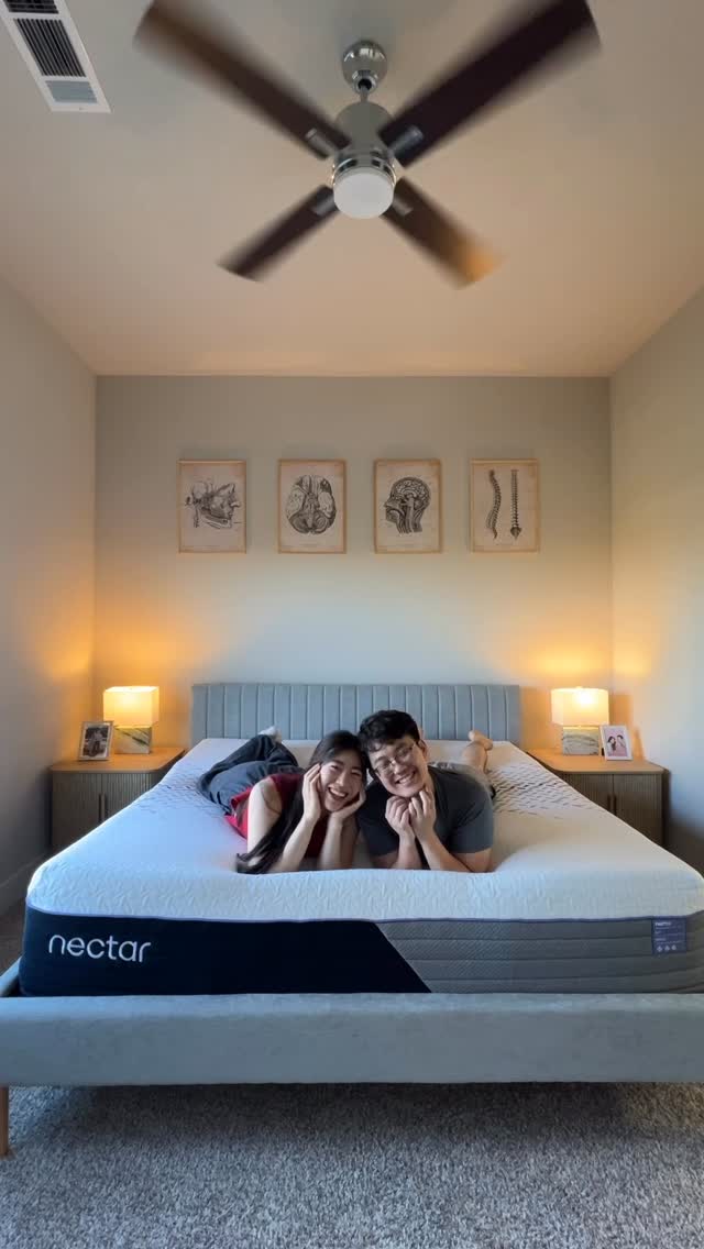Instagram post by @drsallymanderchoi for Nectar Sleep. Caption reads: We finally graduated from a full size bed to a....