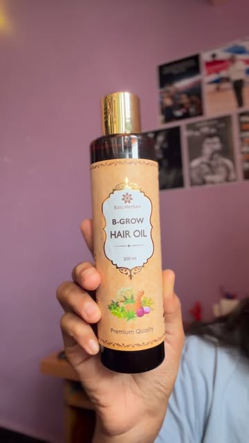 Instagram post by @shradd__ok for Balu Herbals. Caption reads: Balu Herbals’ B-Grow Hair Oil nourishes hair roots....