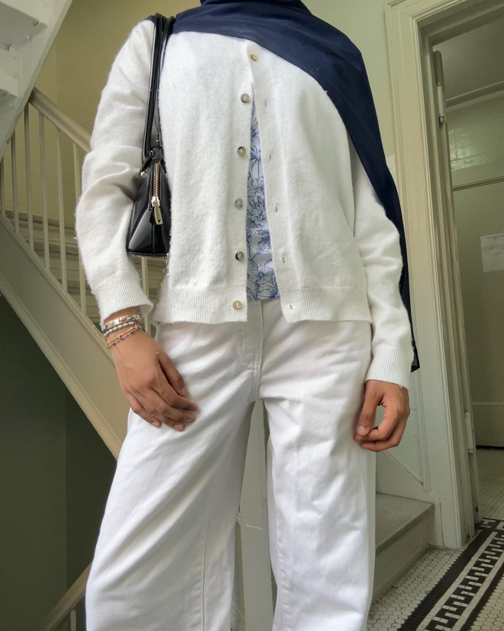 Instagram post by @blissode for SSENSE. Caption reads: [...] in my new fave white jeans 🤍 from @ssense....