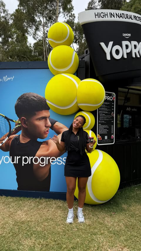 Instagram post by @becbridgemohan for YoPRO. Caption reads: @yoproau vlog at the AO day 1 !!! 👟 

If you’re....