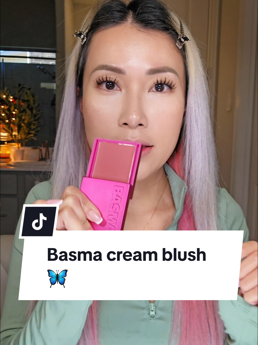 TikTok post by @vivyle14 for BASMA Beauty. Caption reads: @BASMA Beauty cream blush shade Mauve🫶🦋❤️.