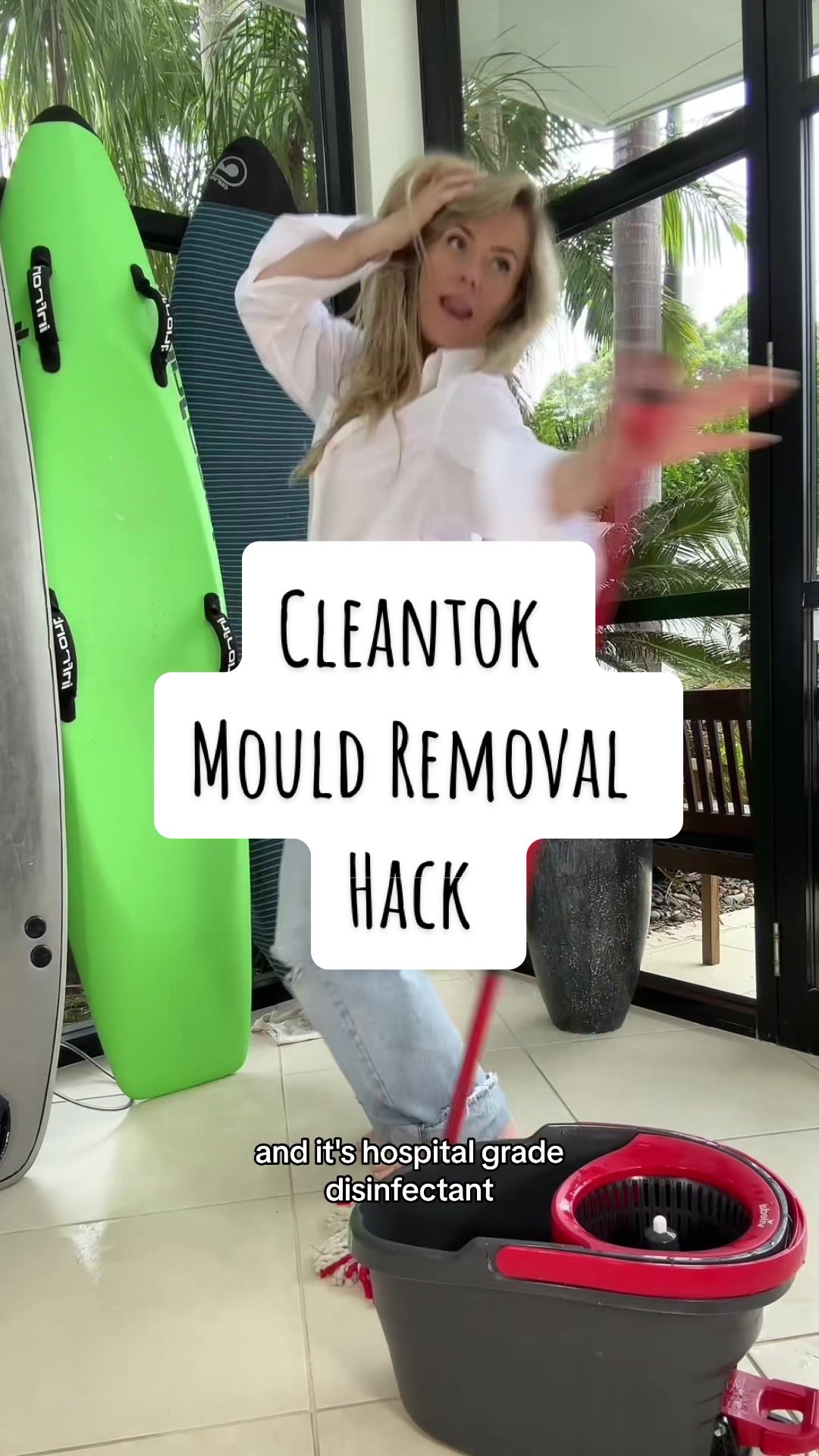 TikTok post by @amelialiddysudbury for Domestos. Caption reads: [...] I use to clean & disinfect my home is....