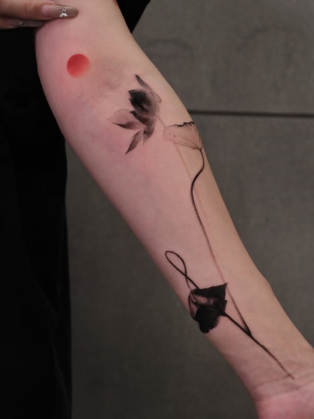 Instagram post by @chenjie.newtattoo for PEPAX. Caption reads: [...] @kurosumitattooink @pepax.sufu1 . . .....
