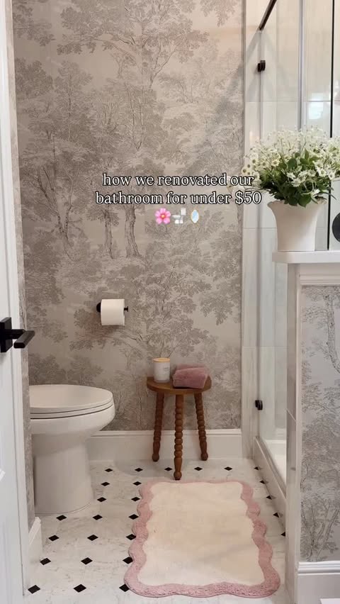 Instagram post by @anniemescallhome for The Home Depot. Caption reads: #ad How to renovated my daughters bathroom for....