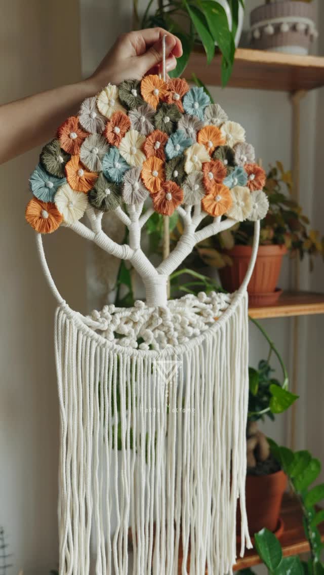 Instagram post by @hanga.macrame for Bobbiny. Caption reads: Spring is in the air — and in my macrame too!....