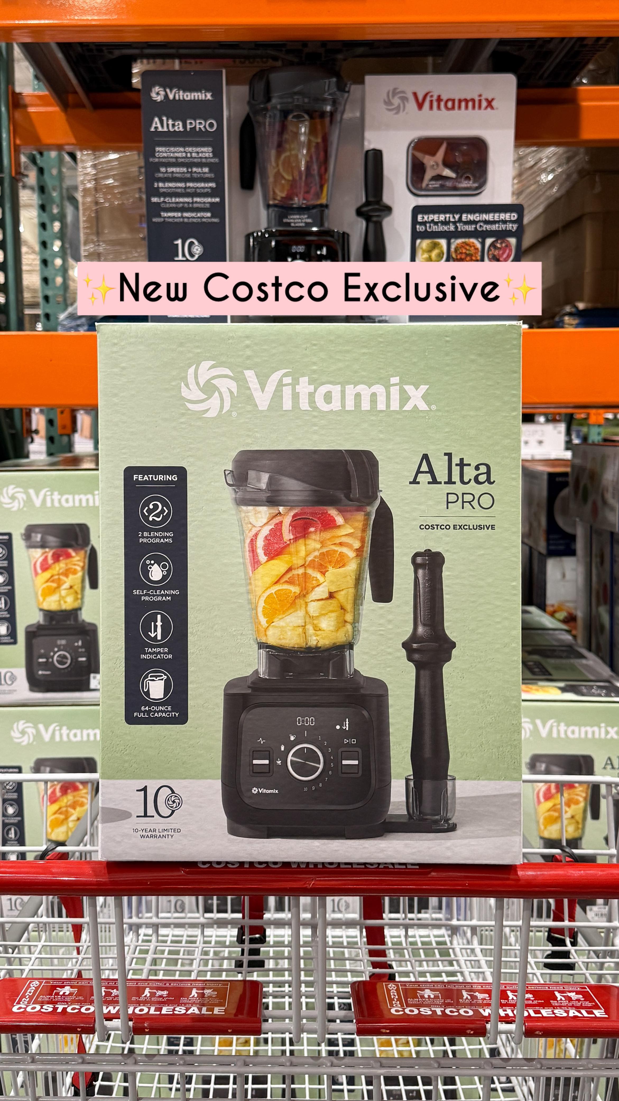 Instagram post by @costcoaisles for Vitamix. Caption reads: The new Costco exclusive @vitamix Alta Pro is now....