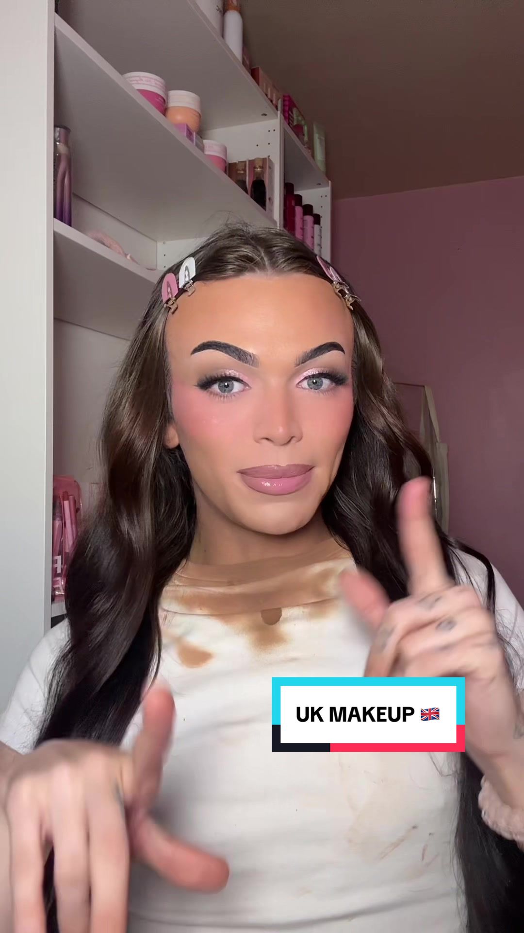 TikTok post by @psmakeup21 for MADE BY MITCHELL. Caption reads: FULL FACE OF UK 🇬🇧 BRANDS ✨ @filterbymollymae....