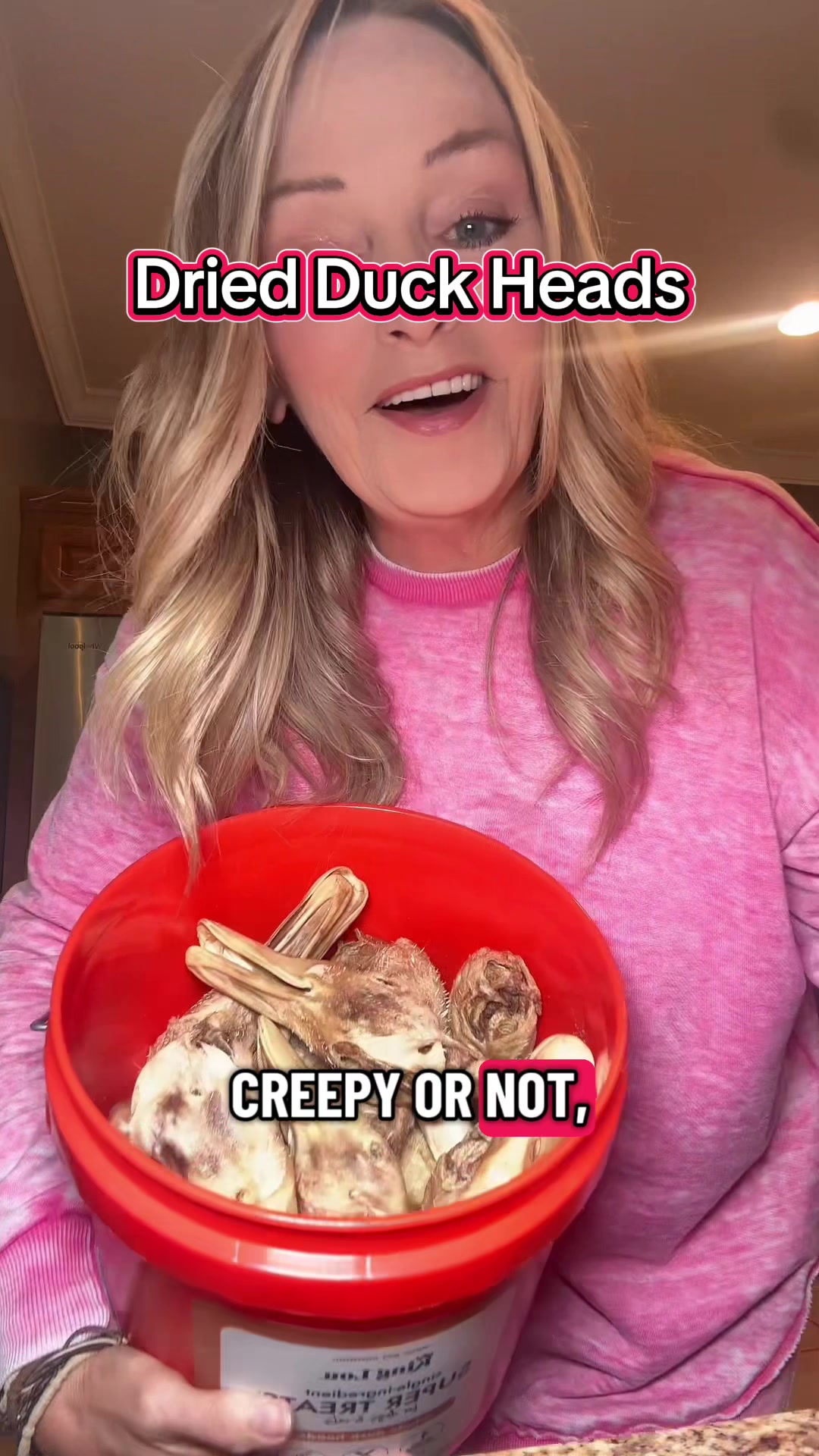 TikTok post by @shancunn3 for King Lou. Caption reads: King Lou Dried Duck Heads are a natural, [...].