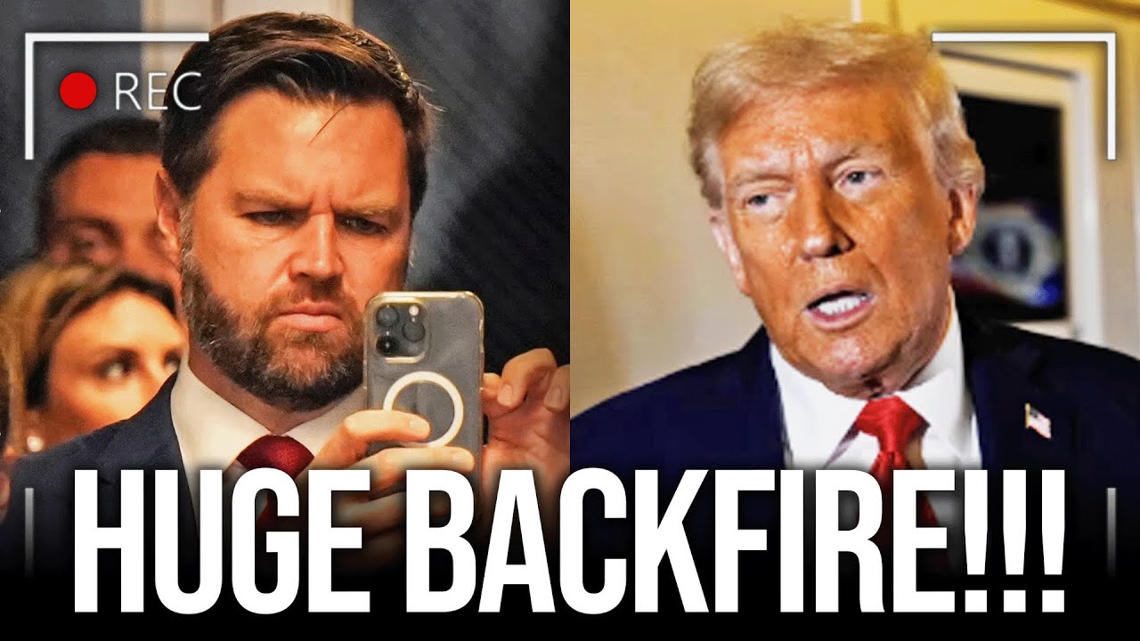 YouTube post by @adammockler for Surfshark. Caption reads: JD Vance HUMILIATES Trump after MAGA BACKFIRE!.