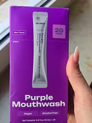 TikTok post by @ramonacomedy for Dr Dent. Caption reads: @DR.DENT - shop #fy #Werbung #purple #mouthwash....
