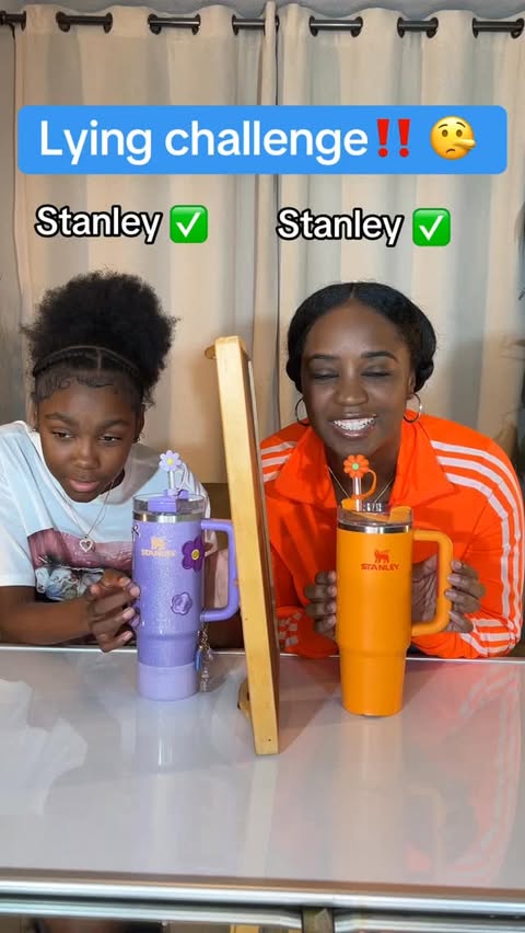 Instagram post by @charlieandauntie for Stanley 1913. Caption reads: Who has the REAL Stanley?‼️🤣 @stanley_brand....